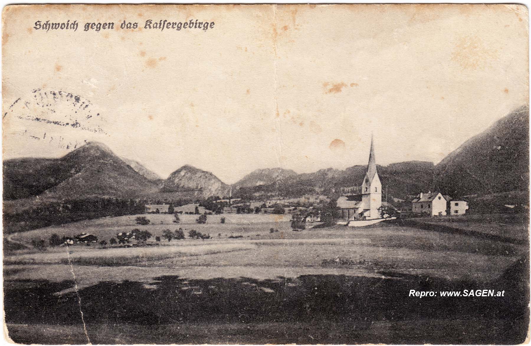 Schwoich gegen das Kaisergebirge, um 1910