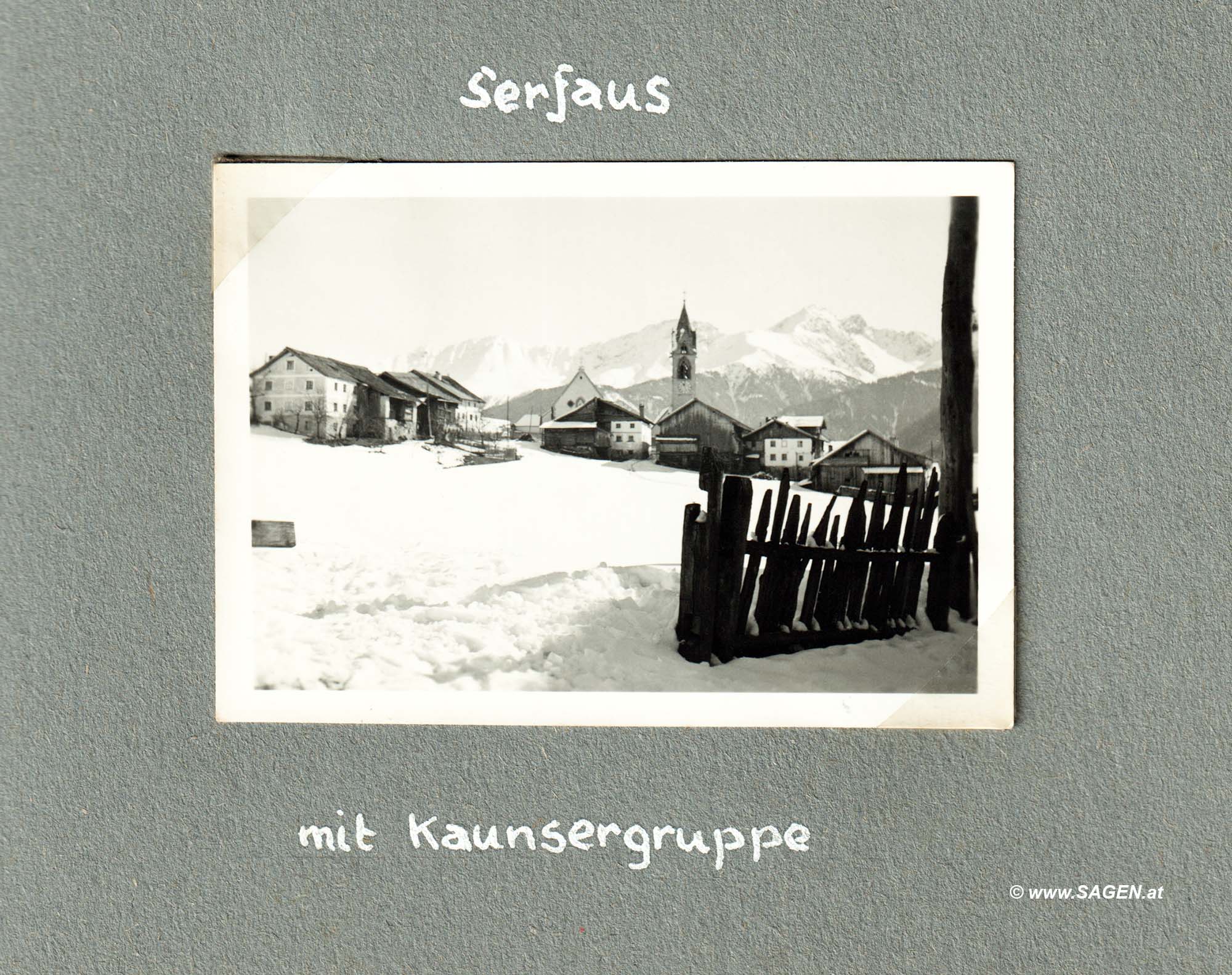 Serfaus mit Kaunsergruppe (Schi-Urlaub 1936 in Serfaus, Tirol)