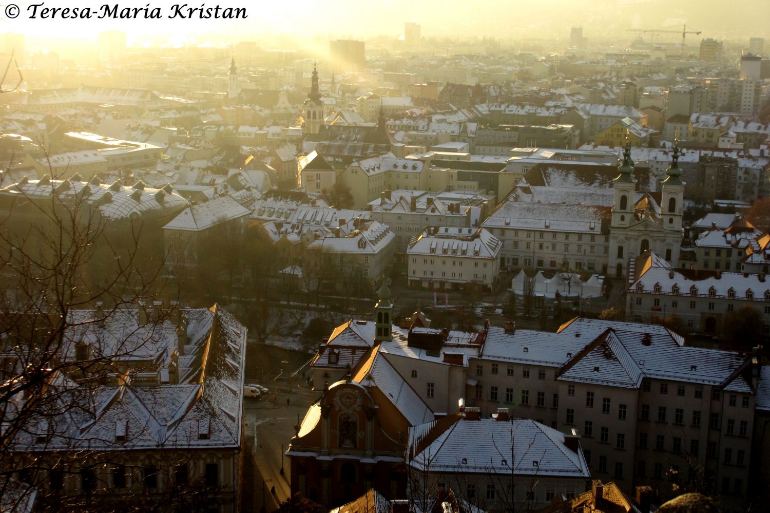 Sonnenaufgang Altstadt von Graz Dezember 2012