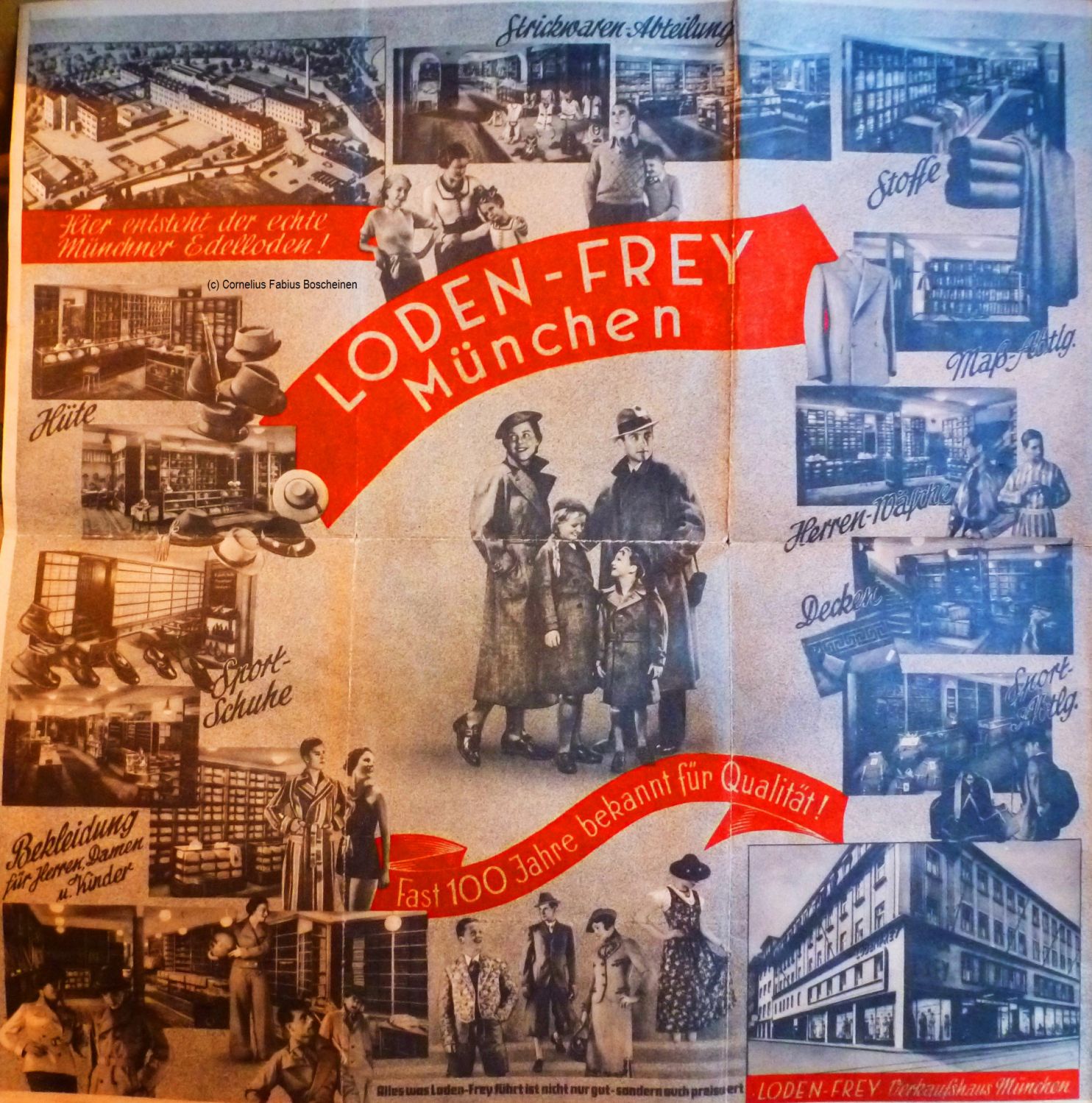 Stadtführer und Werbung von Lodenfrey als Faltplan. 1933-1945