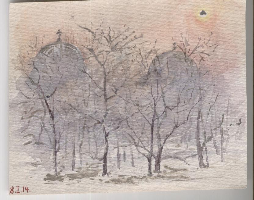 Sternwarte Aquarell 8. I. 14