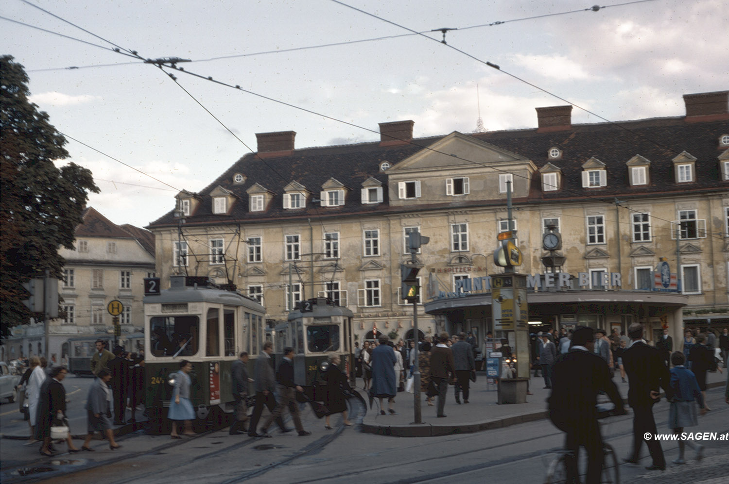 Straßenbahn Linie 2 Graz - Jakomini-Platz 1964