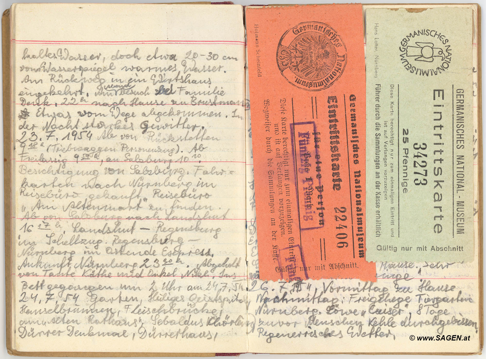 Tagebuch Urlaub in Österreich 1953 - 1957