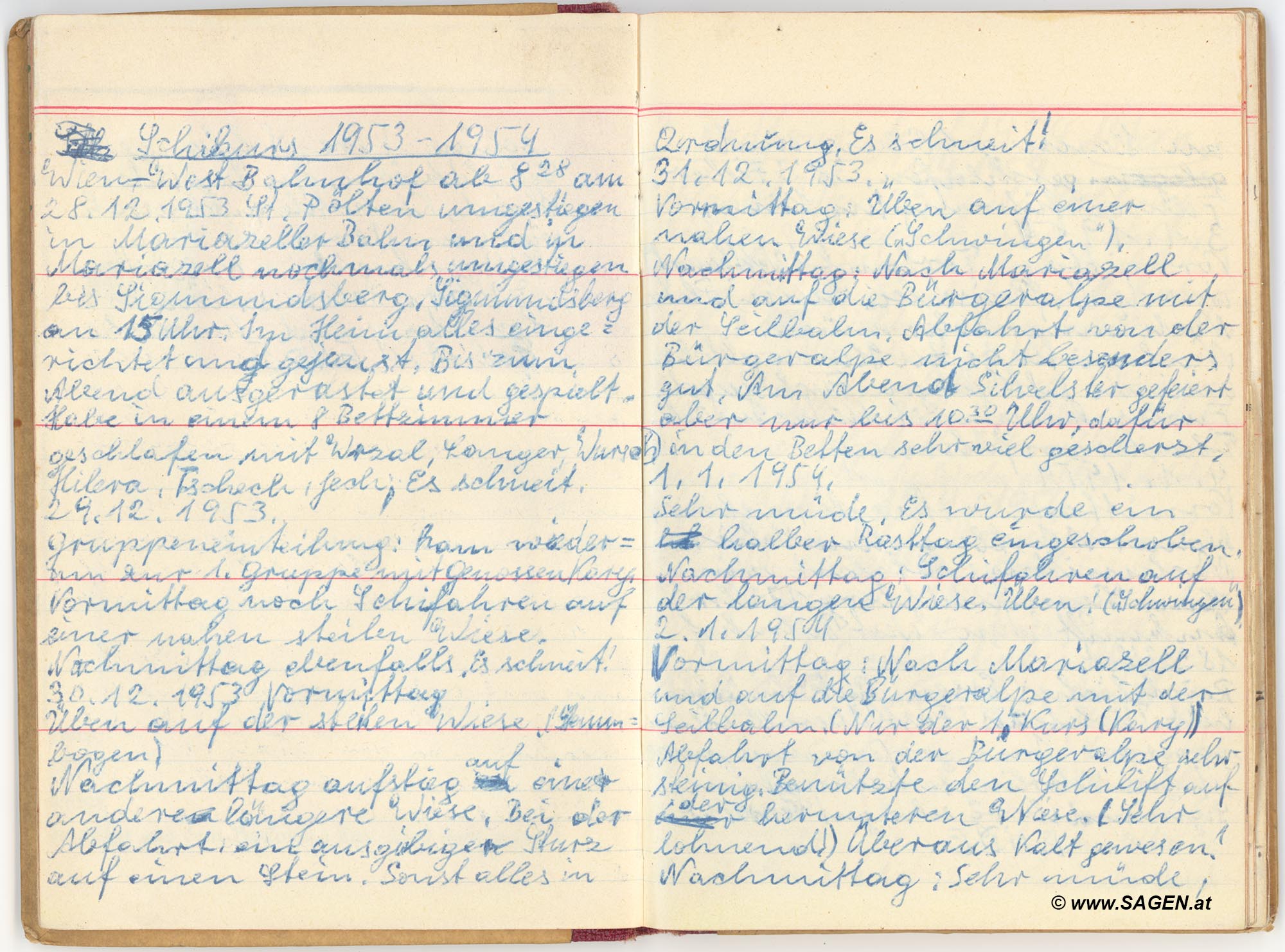 Tagebuch Urlaub in Österreich 1953 - 1957