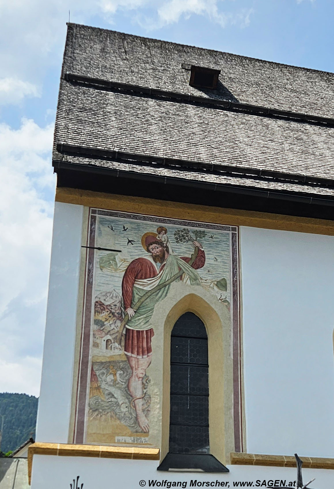 Terfens Pfarrkirche Fresko hl. Christophorus
