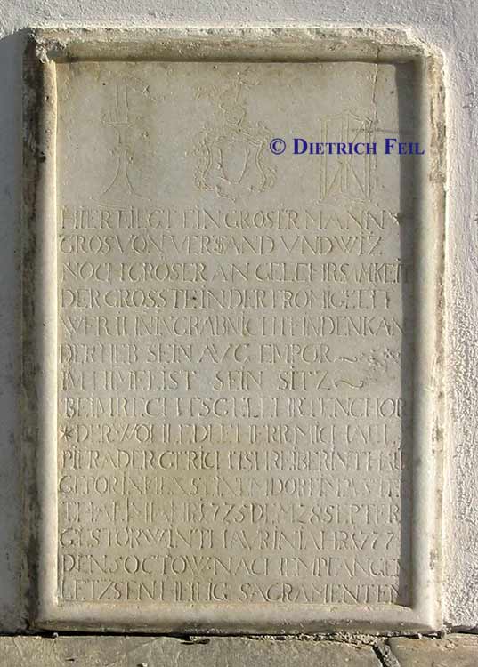 Thaur, Pfarrkirche: Grabstein des Gerichtsschreibers M. Pifrader
