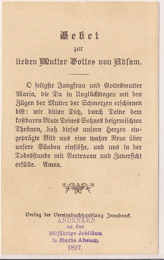 Tirol, Maria Absam - Jubiläumsbild 1897