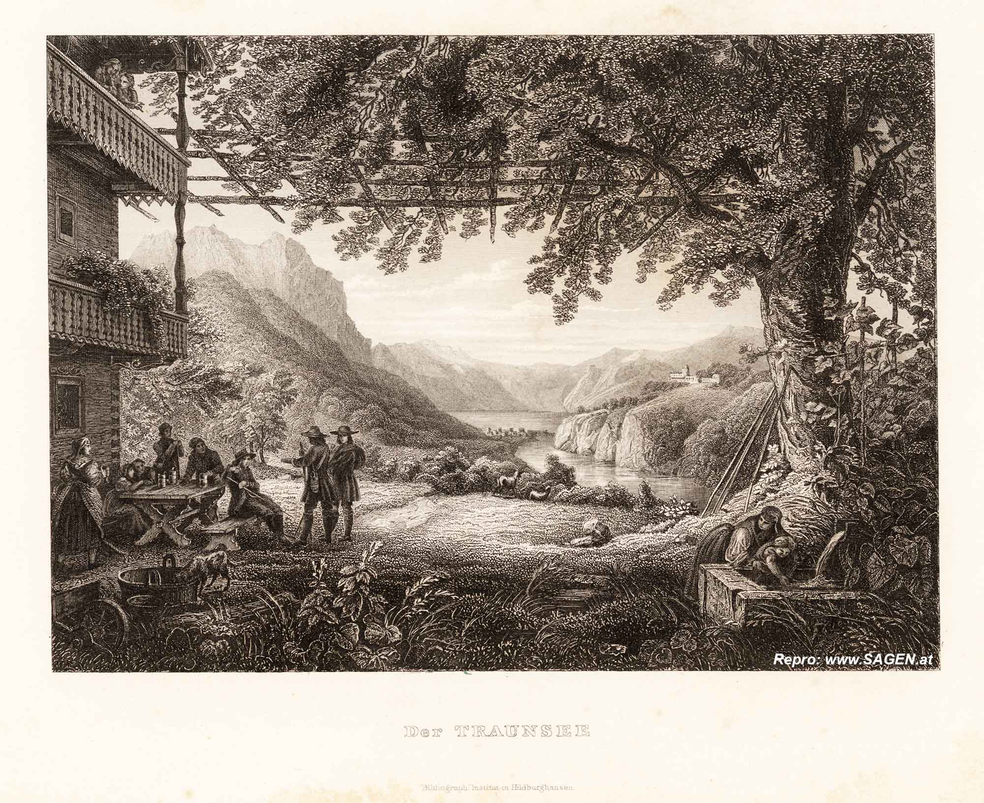 Traunsee, Stich um 1860