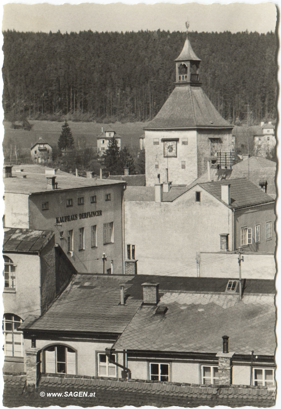 Vöcklabruck - Blick über die Dächer 1956