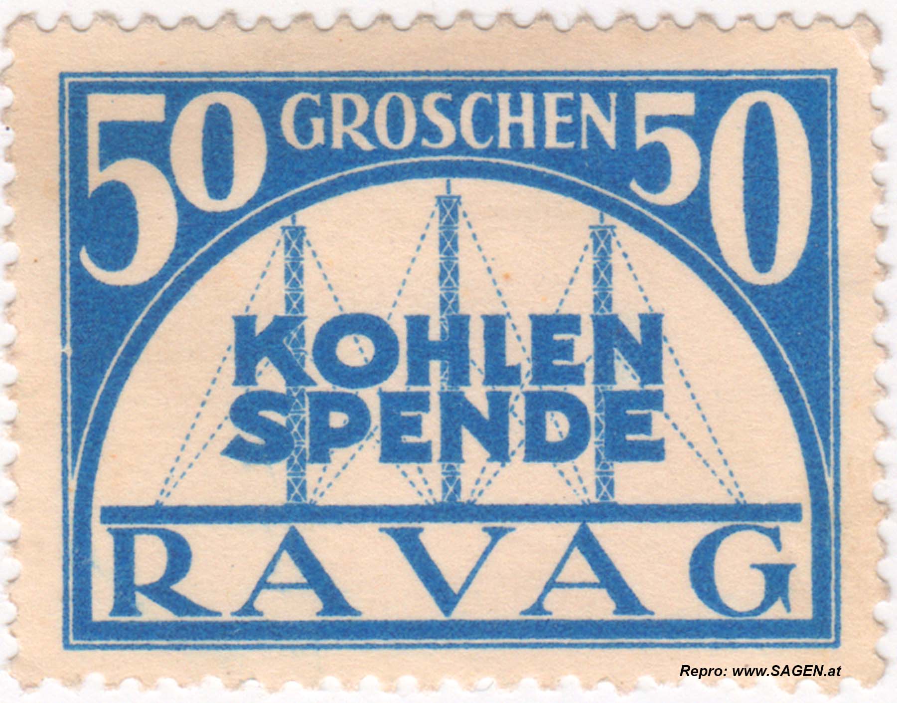 Vignette Kohlenspende 50 Groschen RAVAG