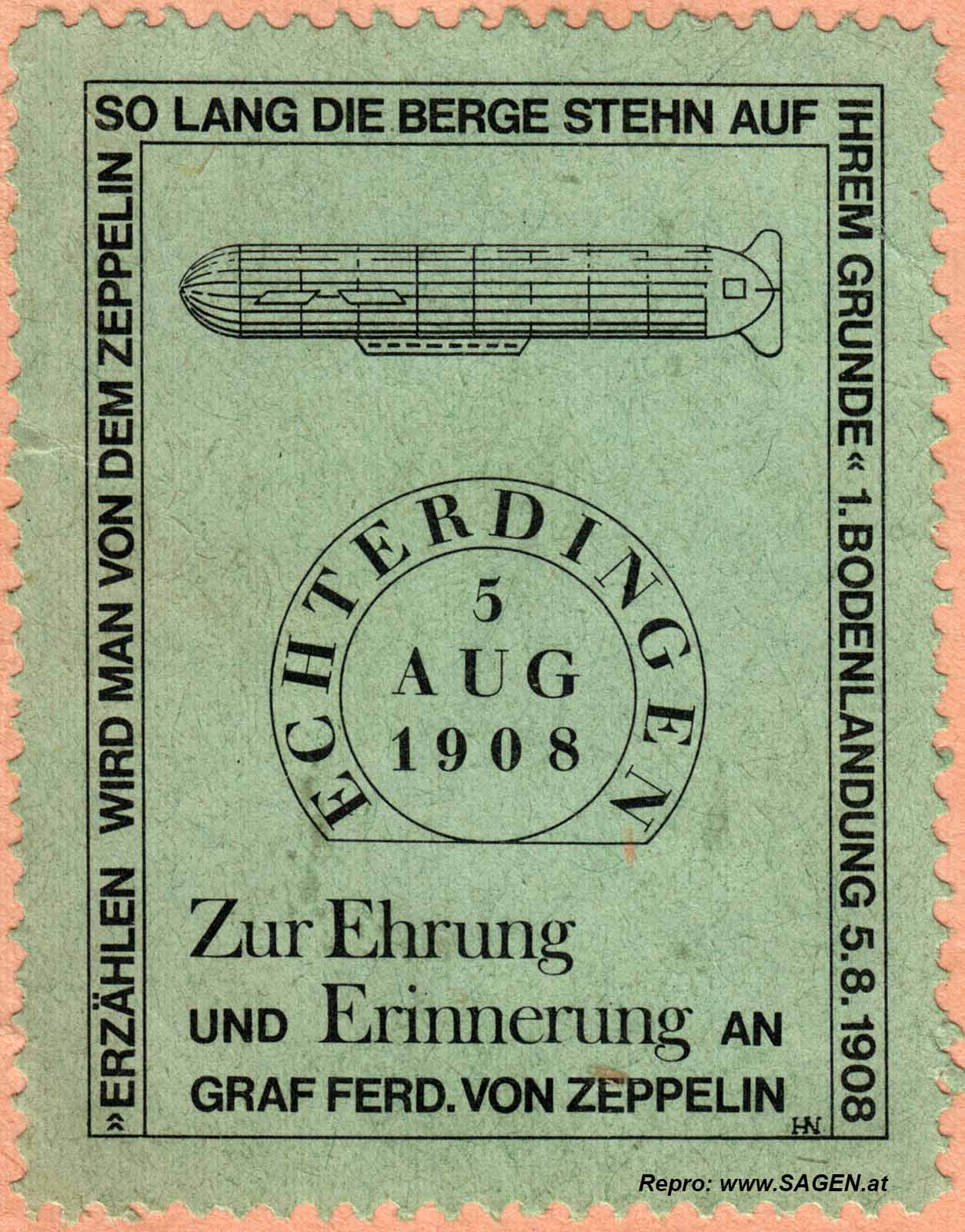 Vignette zur Ehrung Graf Zeppelin 1908