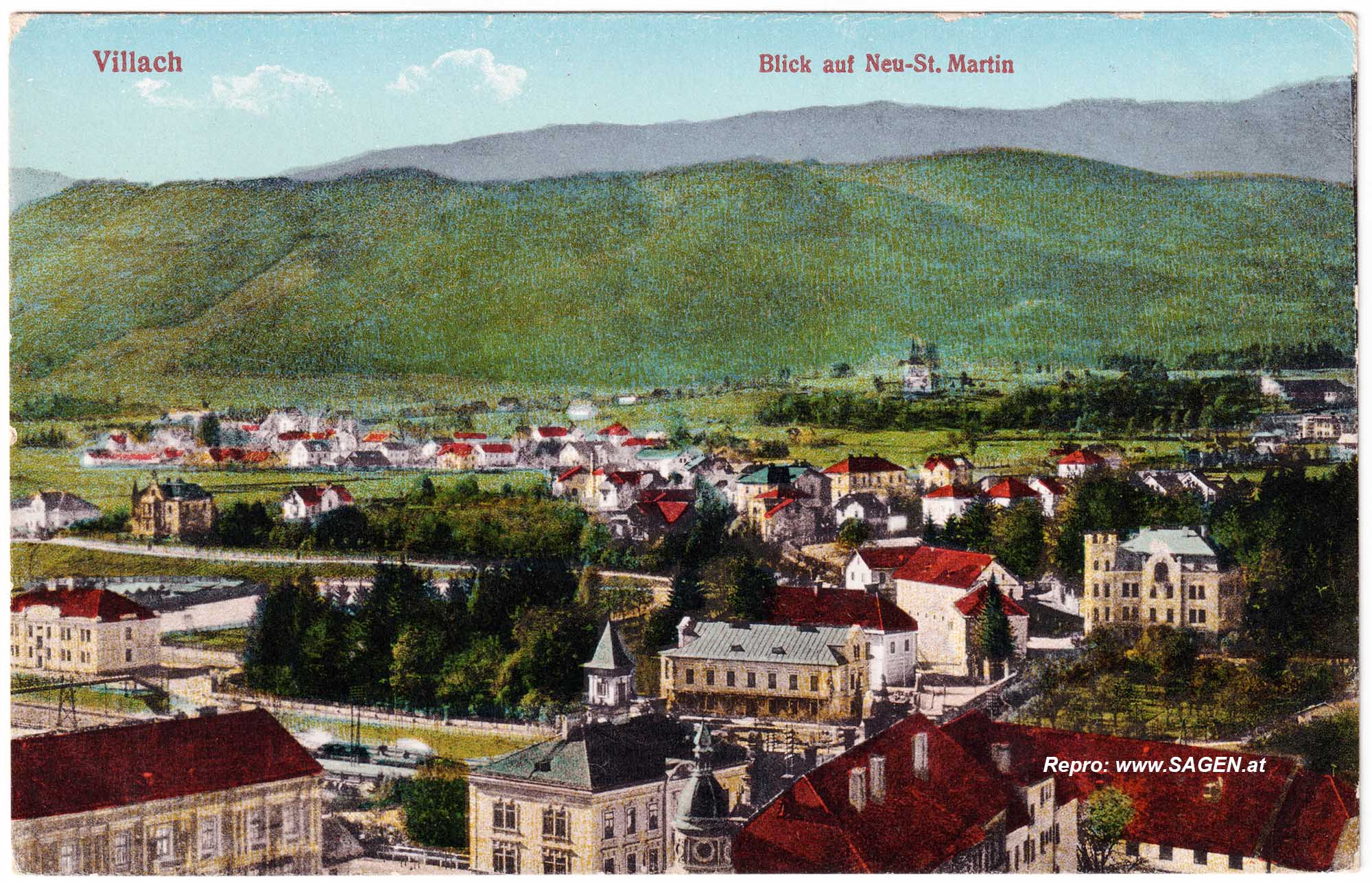 Villach, Blick auf Neu-St. Martin im Jahr 1917