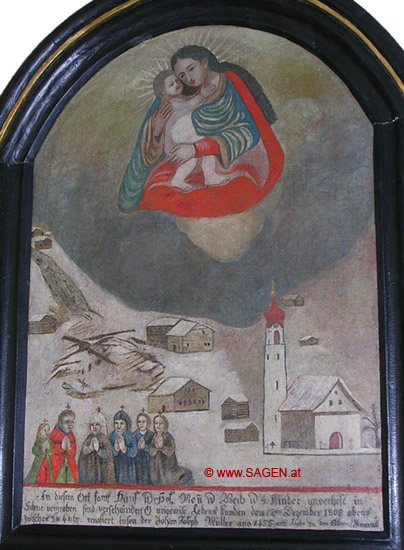 Votivbild in der Pfarrkirche von Sonntag