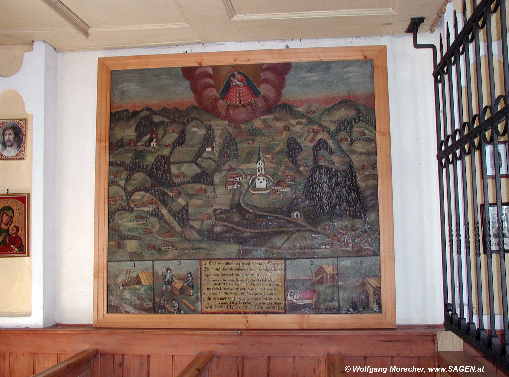Votivbild mit Gründungslegende - Wallfahrtskirche Mariä Reinigung, Hart im Zillertal