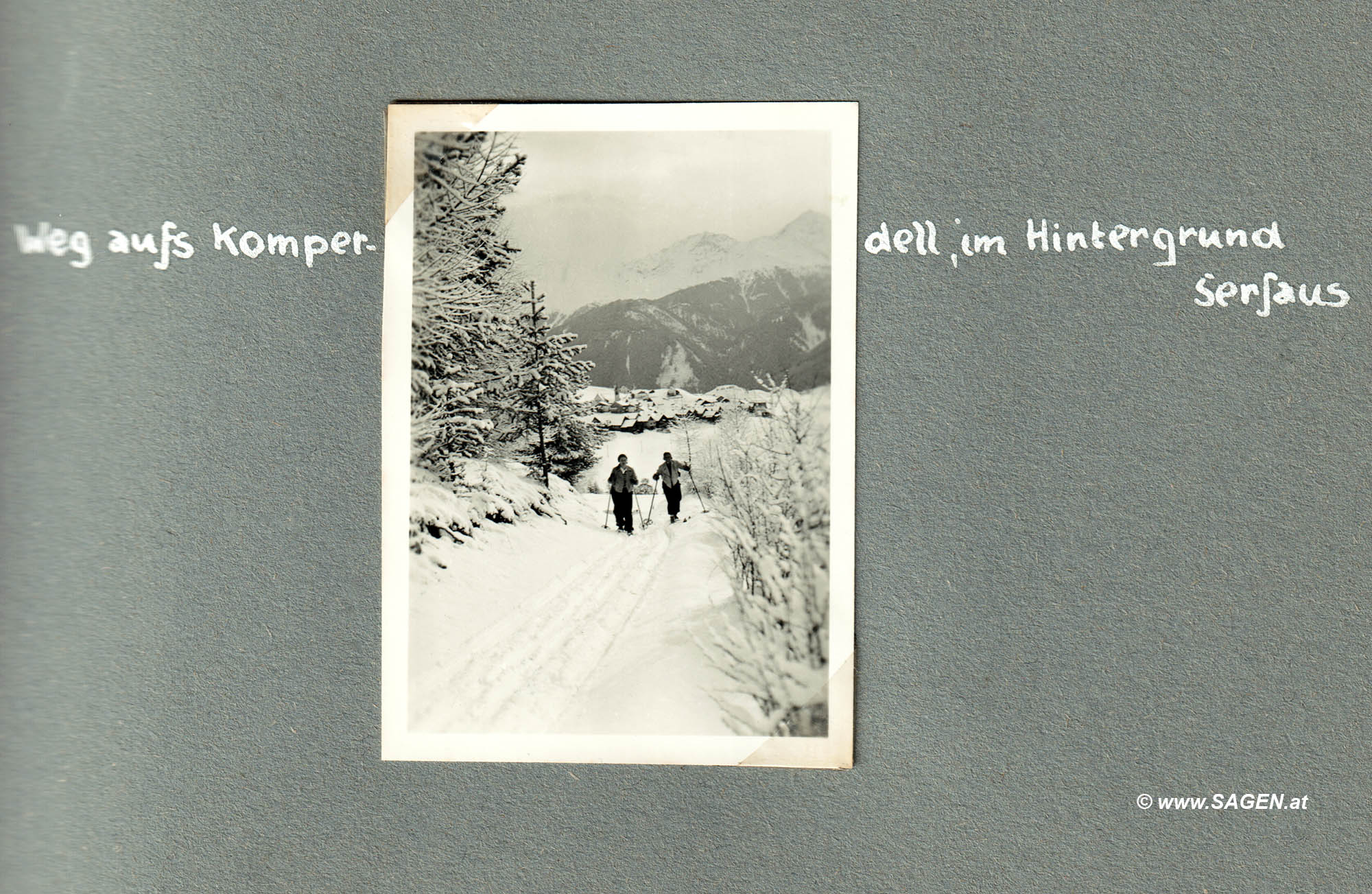 Weg aufs Komperdell (Schi-Urlaub 1936 in Serfaus, Tirol)