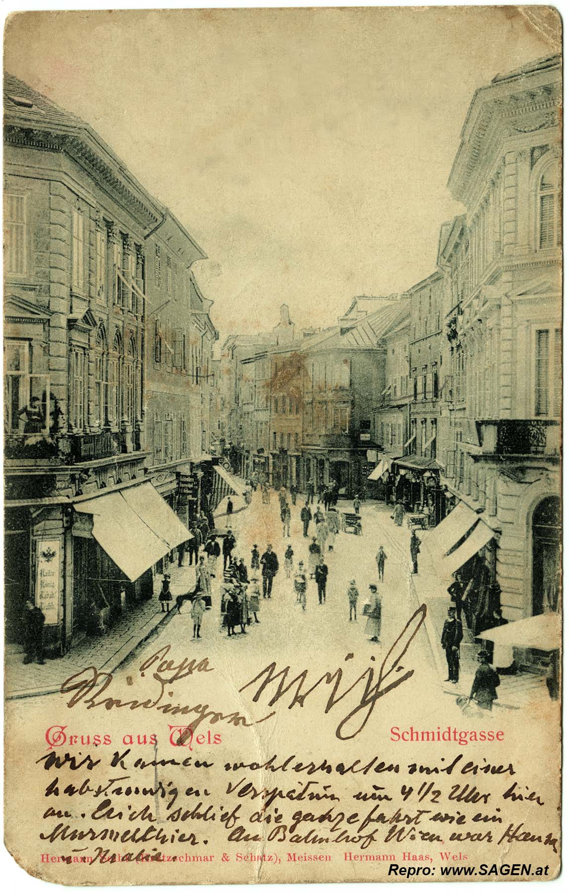 Wels Schmidtgasse um 1900