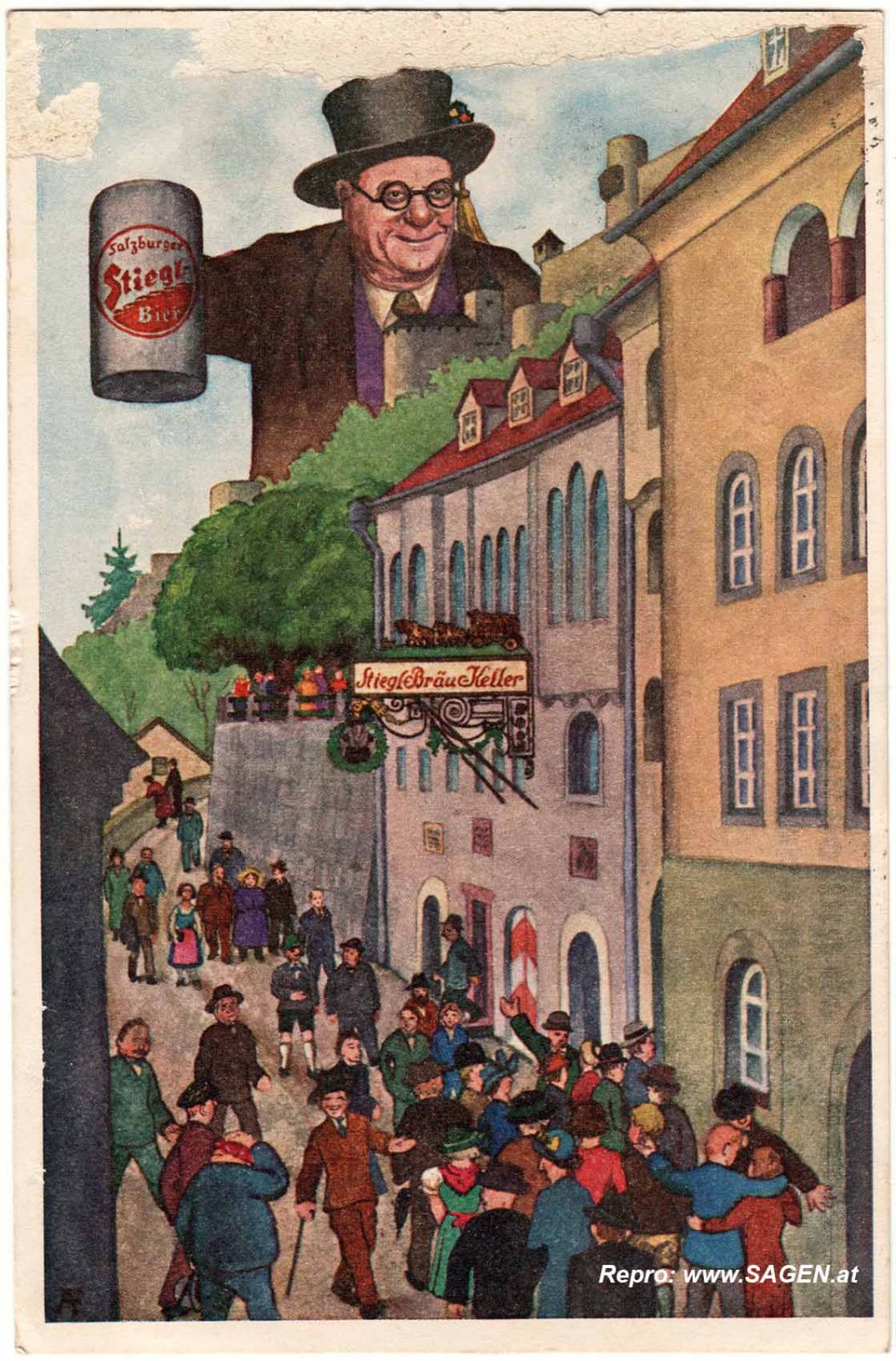 Werbung Stiegl Bräu Keller, 1930er Jahre