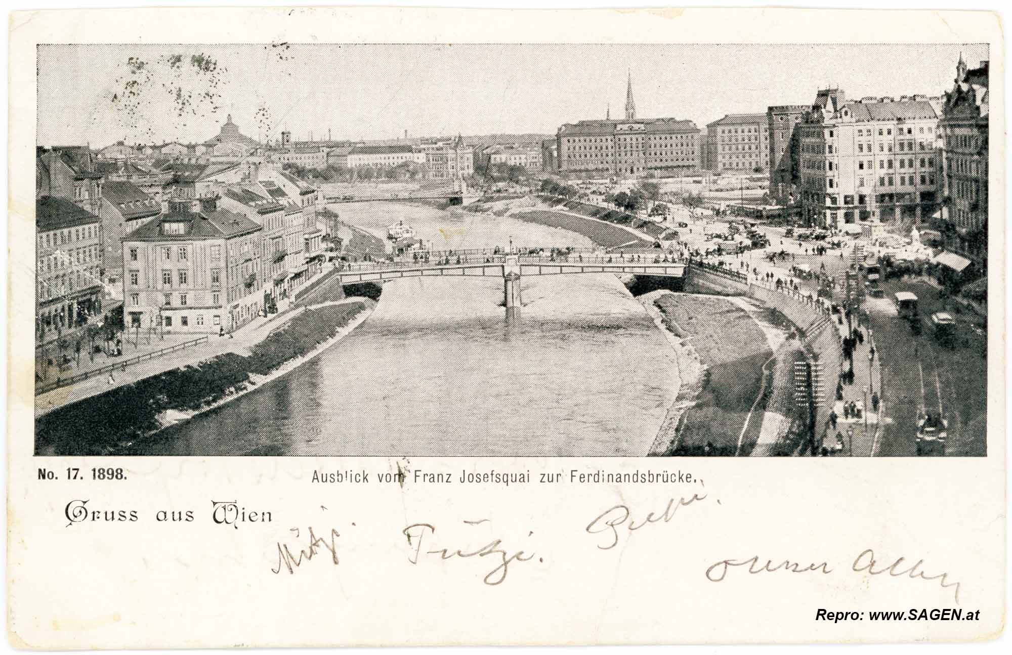 Wien, Ausblick vom Franz-Josefs-Kai zur Ferdinandsbrücke