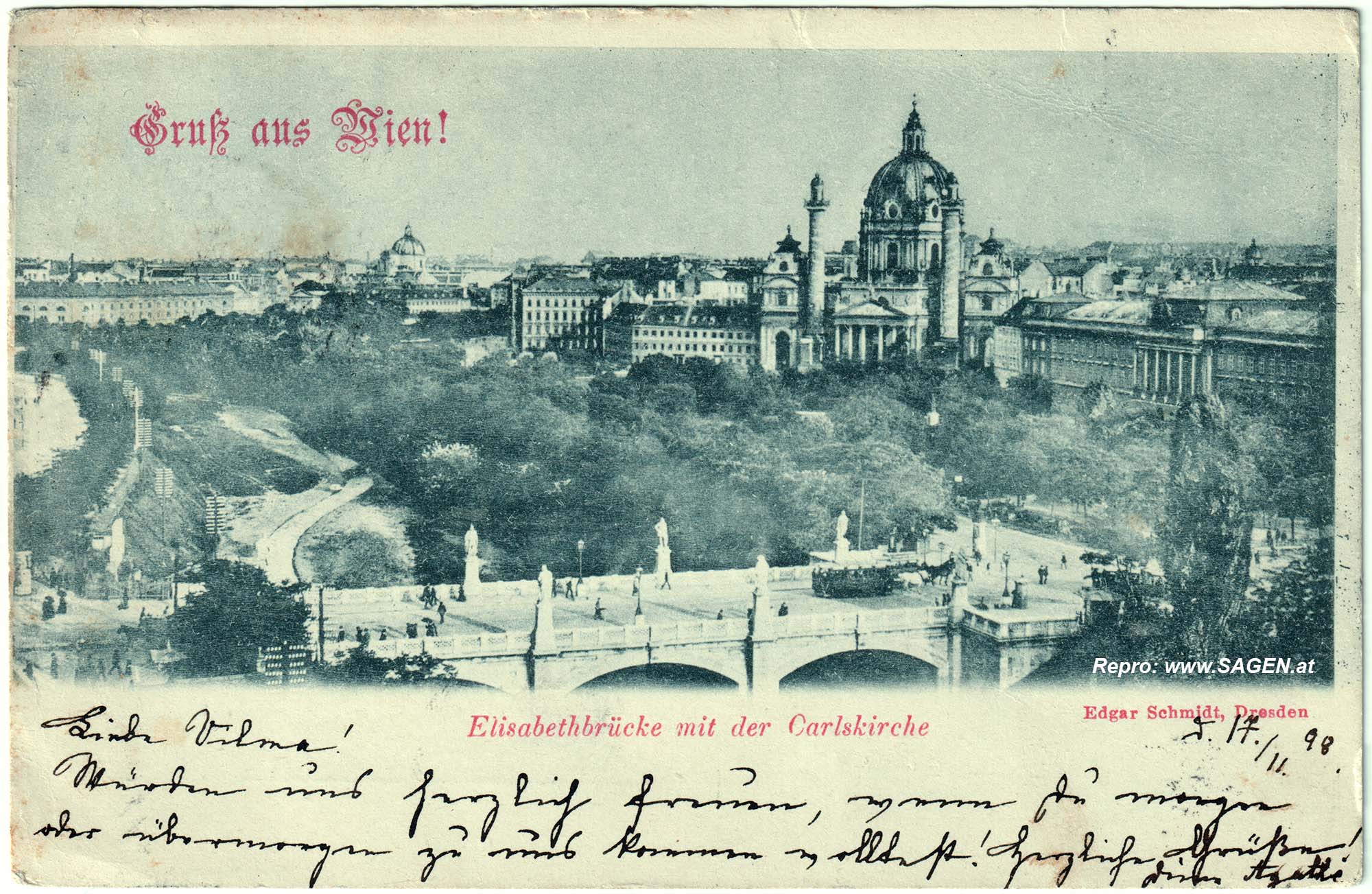 Wien Elisabethbrücke und Karlskirche