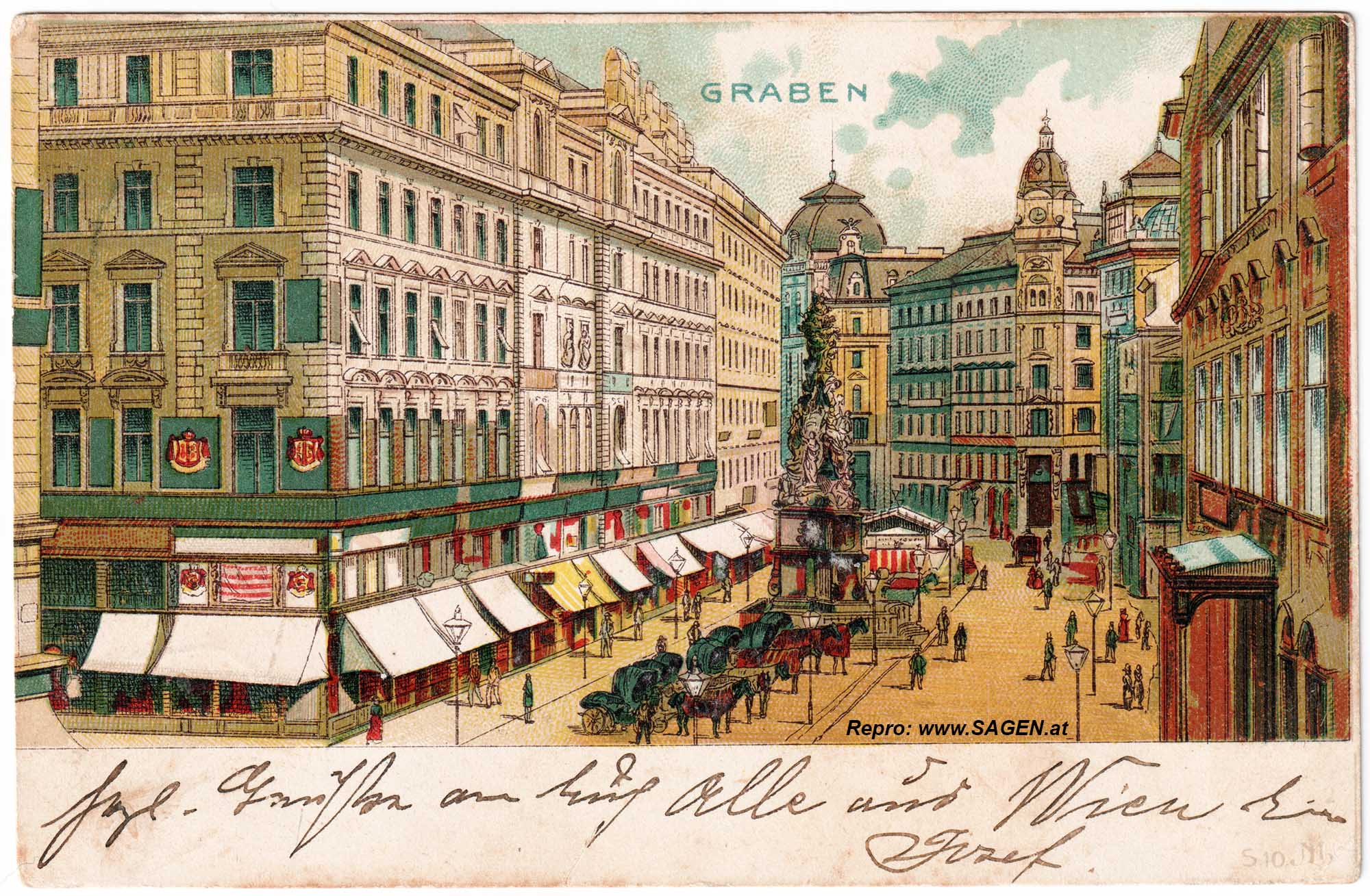 Wien Graben, Lithografie um 1900