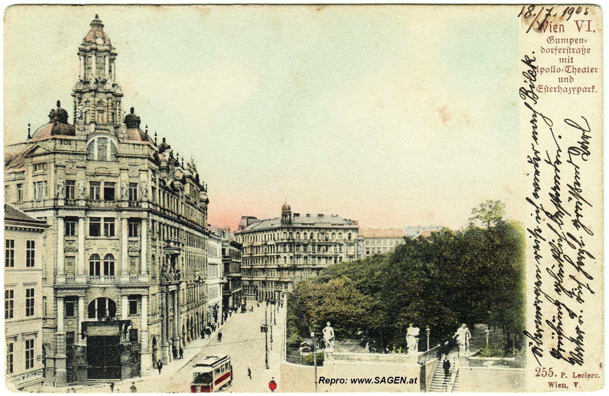 Wien Gumpendorfer Straße mit Apollo-Theater und Esterhazypark
