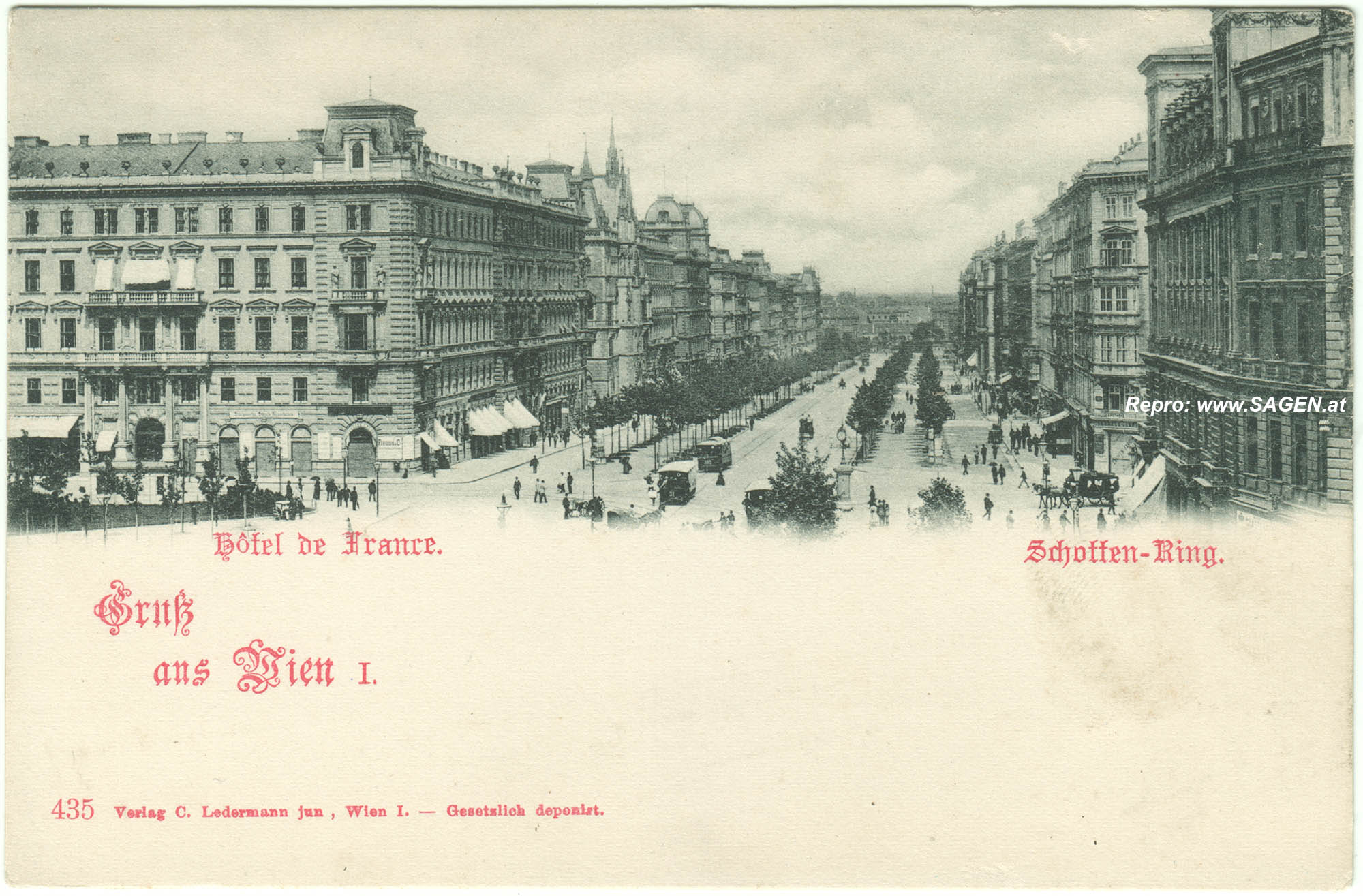 Wien Hotel de France und Schottenring um 1900