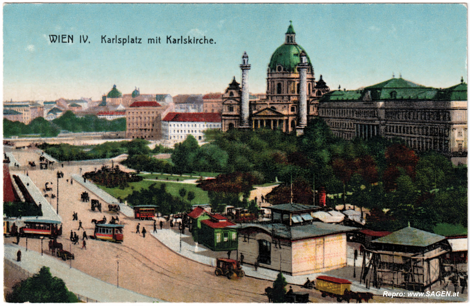 Wien IV. Karlsplatz mit Karlskirche um 1910