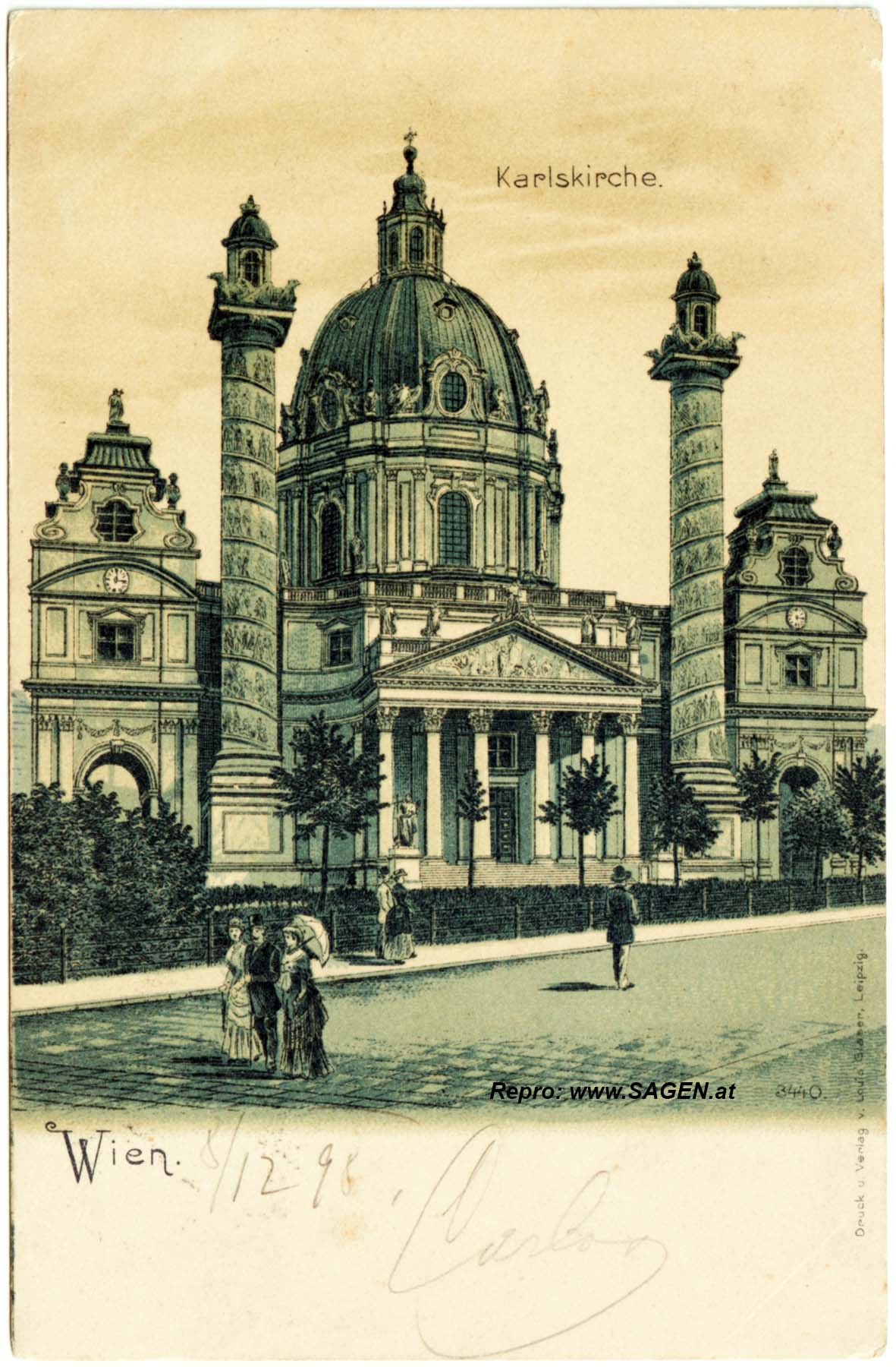 Wien. Karlskirche - Lithografie 1898