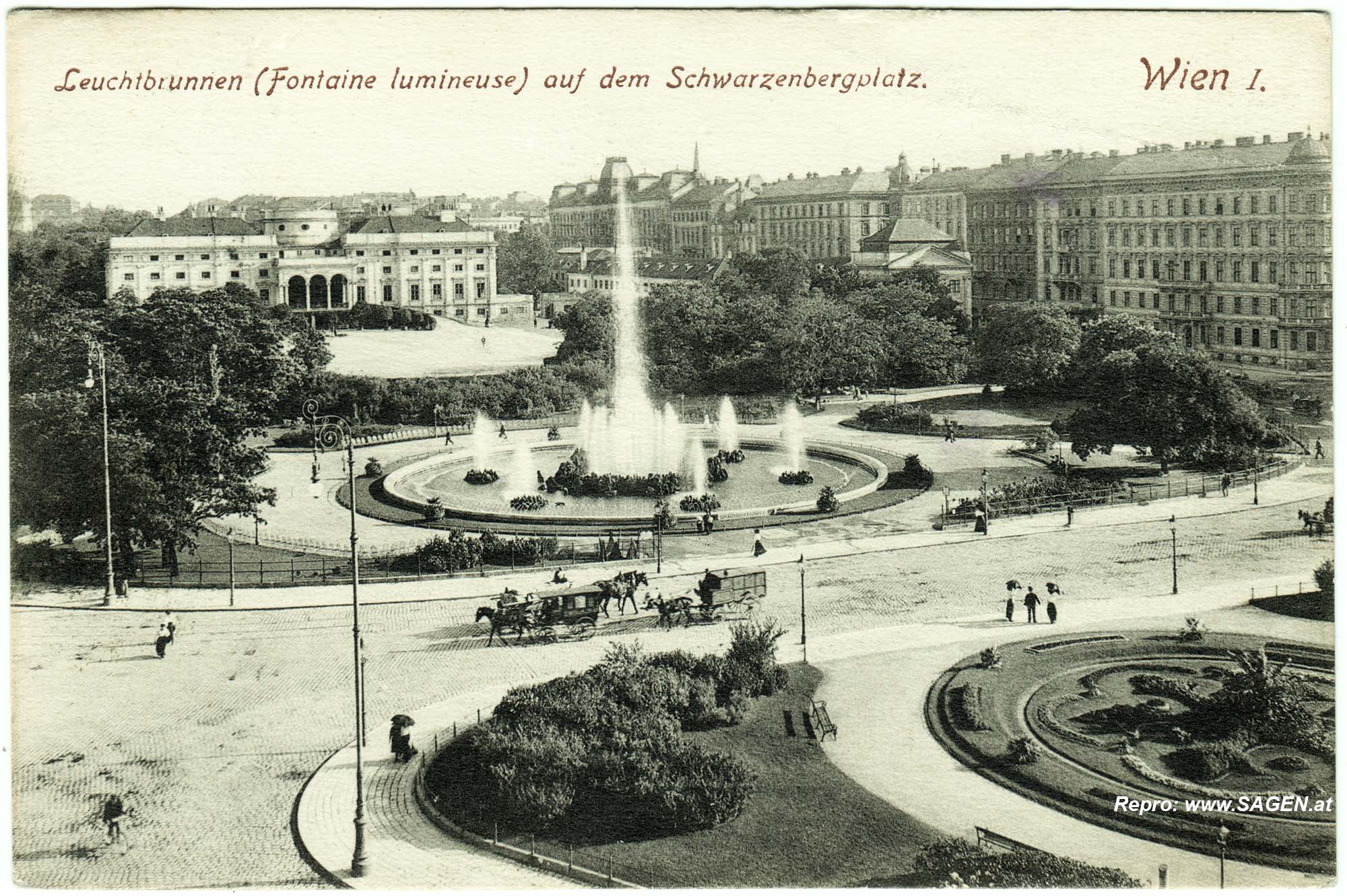 Wien, Leuchtbrunnen (Fontaine lumineuse) auf dem Schwarzenbergplatz 1911