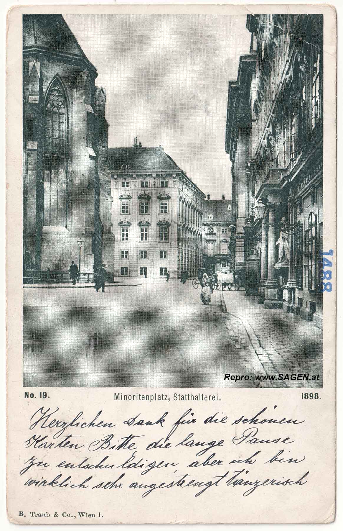 Wien, Minoritenplatz, Statthalterei 1898