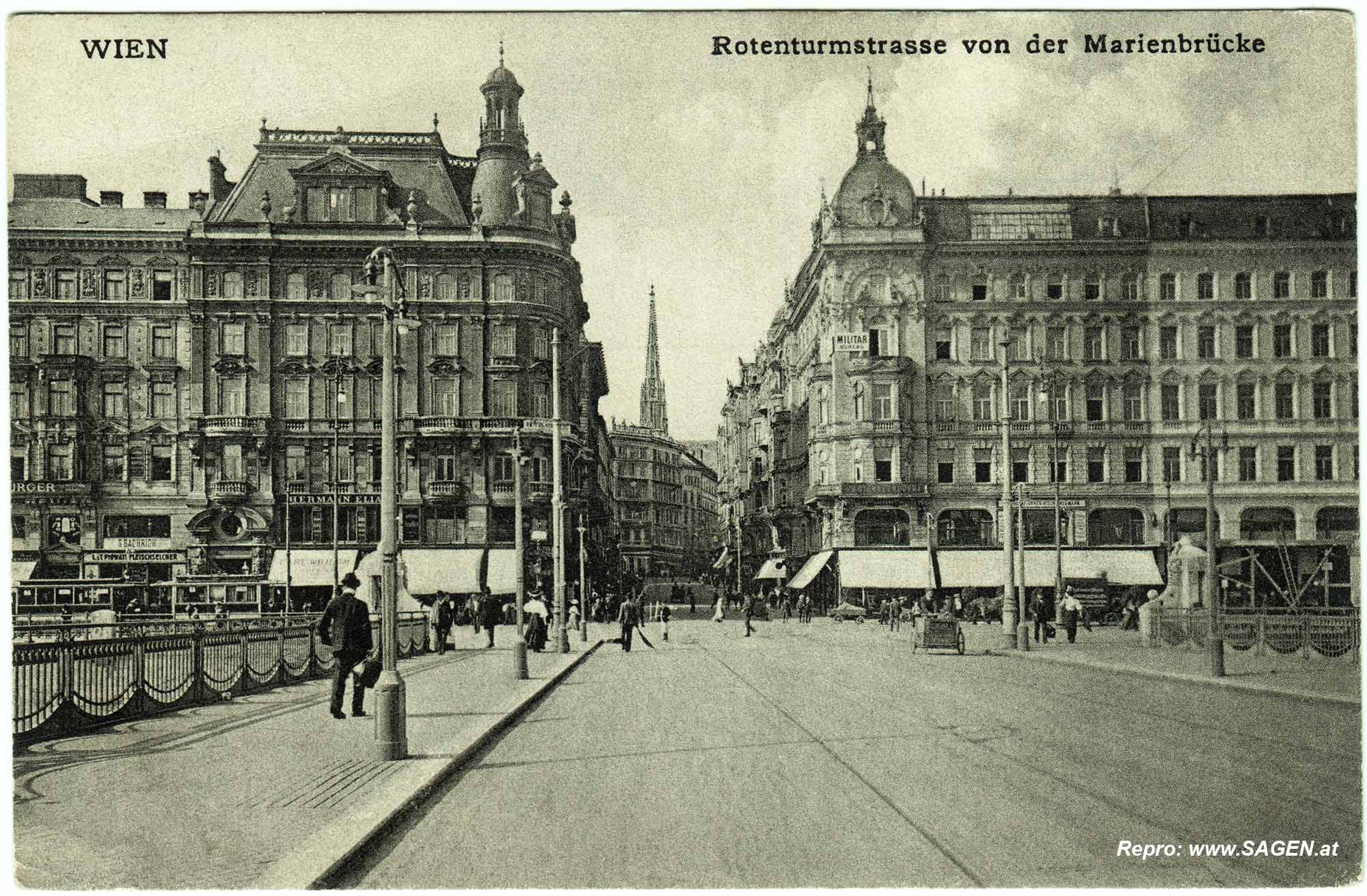 Wien Rotenturmstraße von der Marienbrücke um 1910