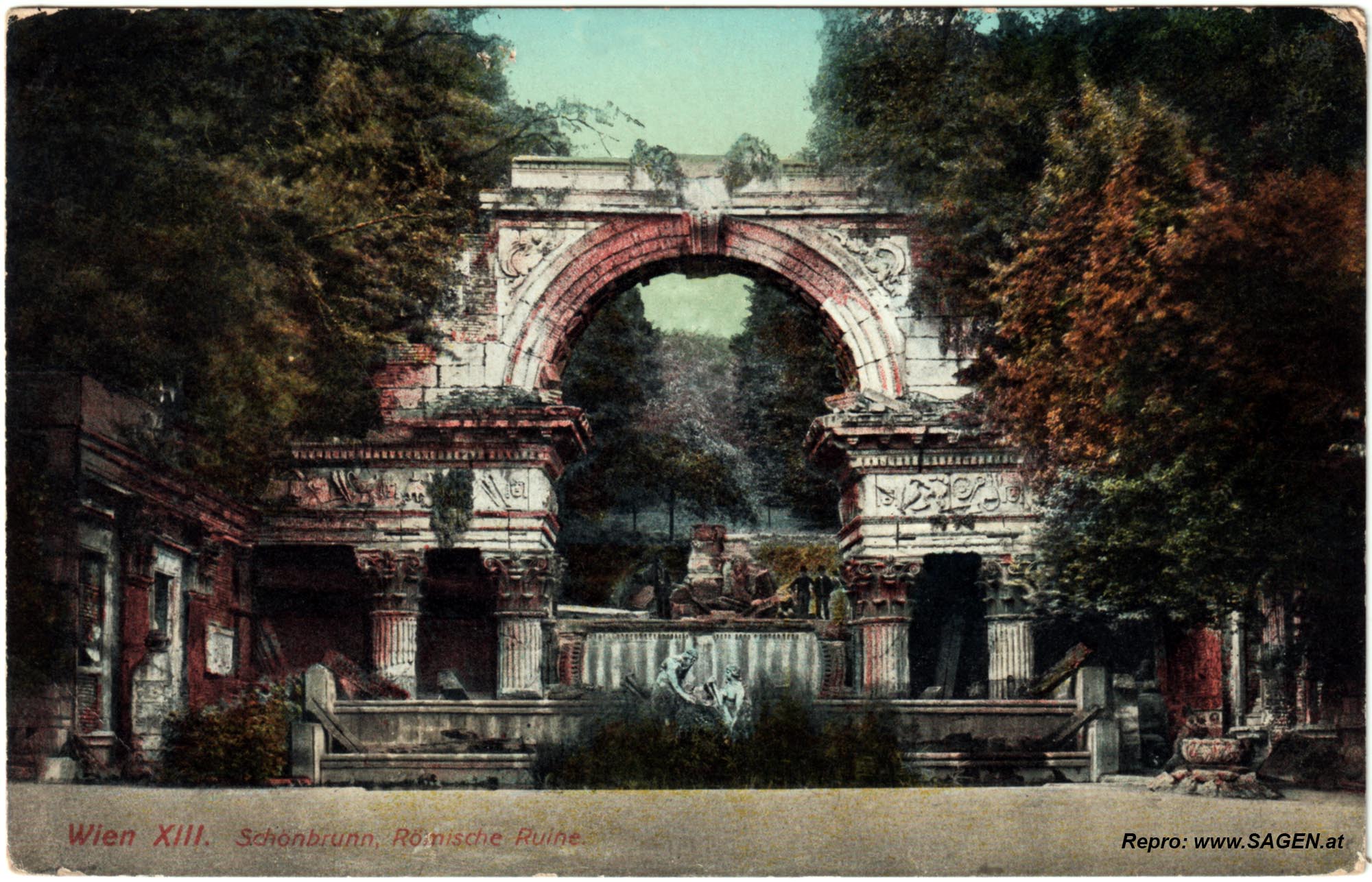 Wien Schönbrunn, Römische Ruine um 1910