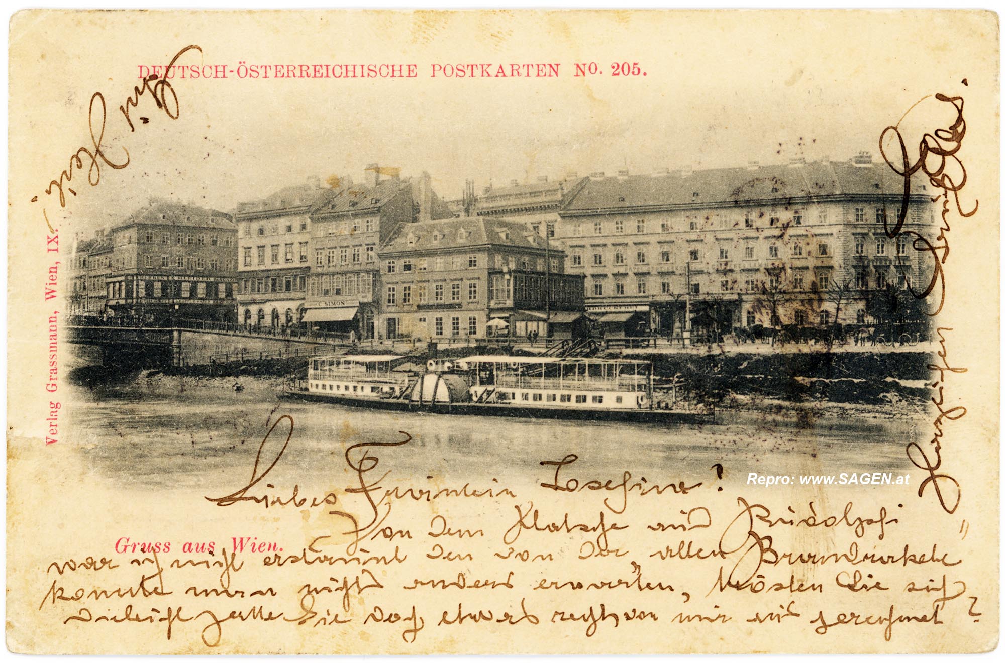 Wien, Schiff am Donaukanal um 1898