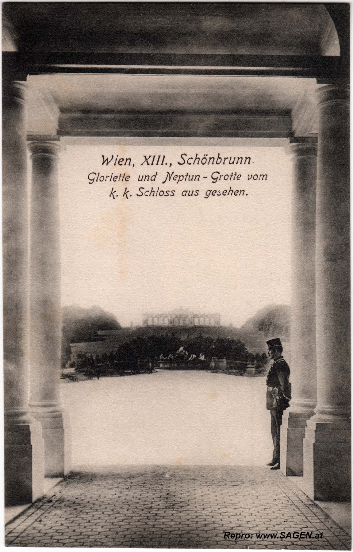 Wien Schloss Schönbrunn, Gloriette und Neptun-Grotte um 1910