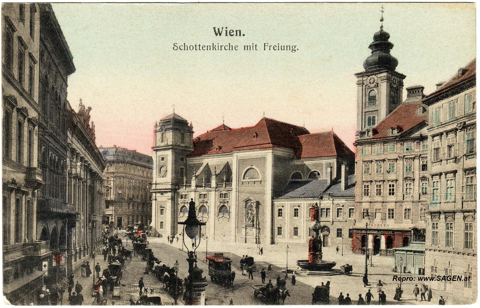 Wien Schottenkirche mit Freyung um 1910