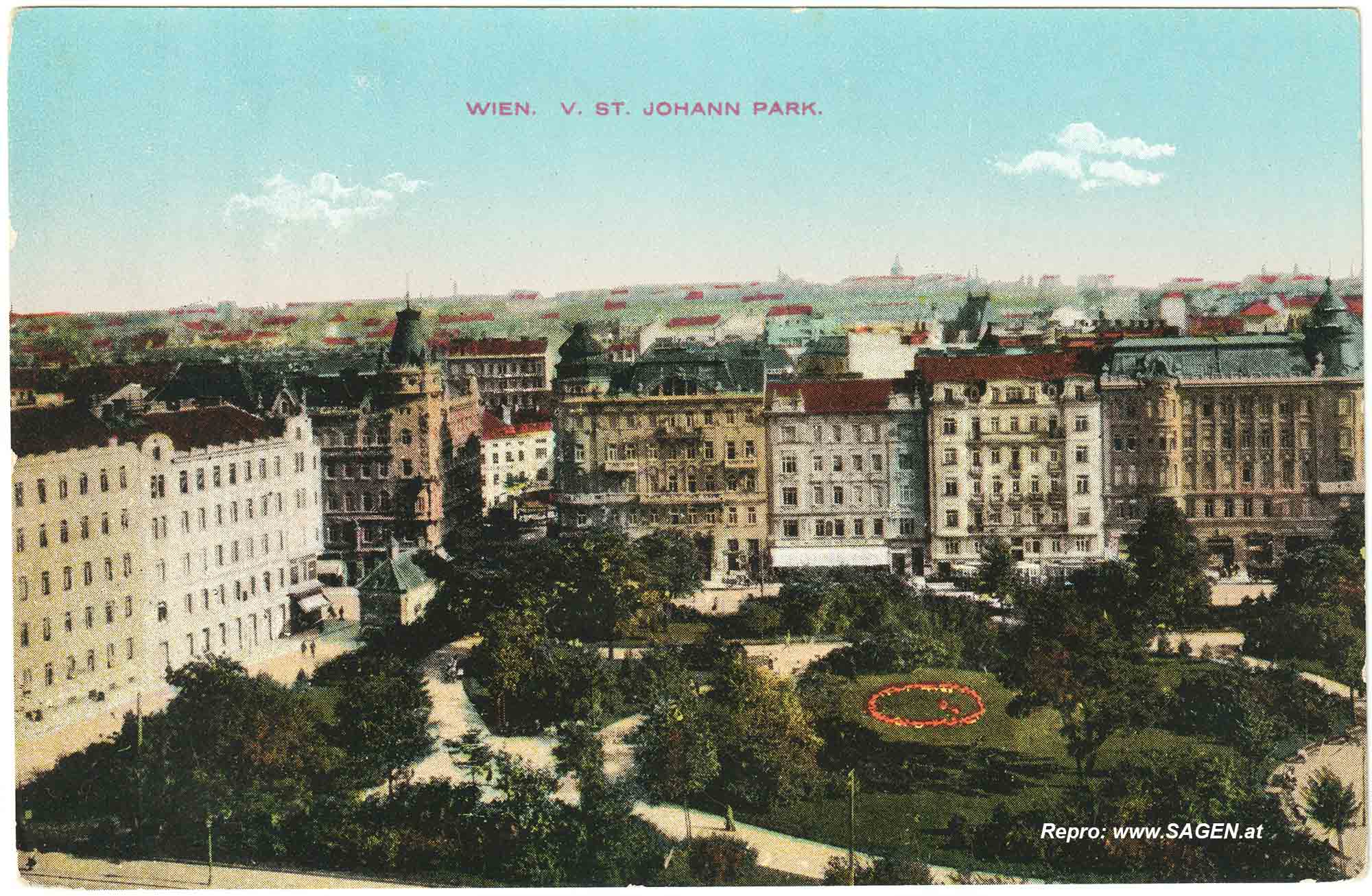Wien, St.-Johann Park (heute: Bruno-Kreisky-Park) um 1910