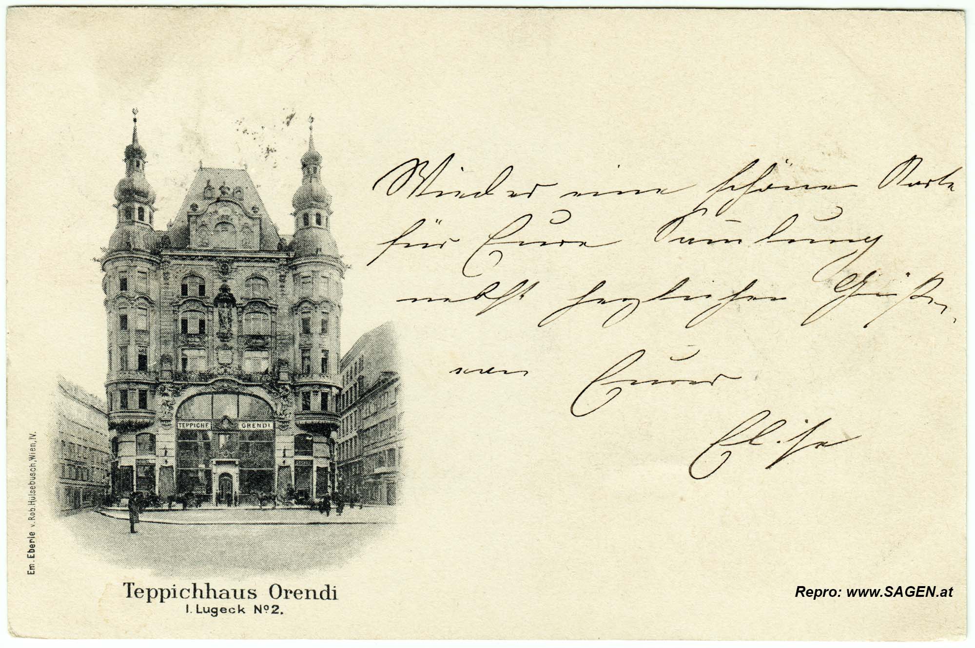 Wien, Teppichhaus Orendi Lugeck um 1898