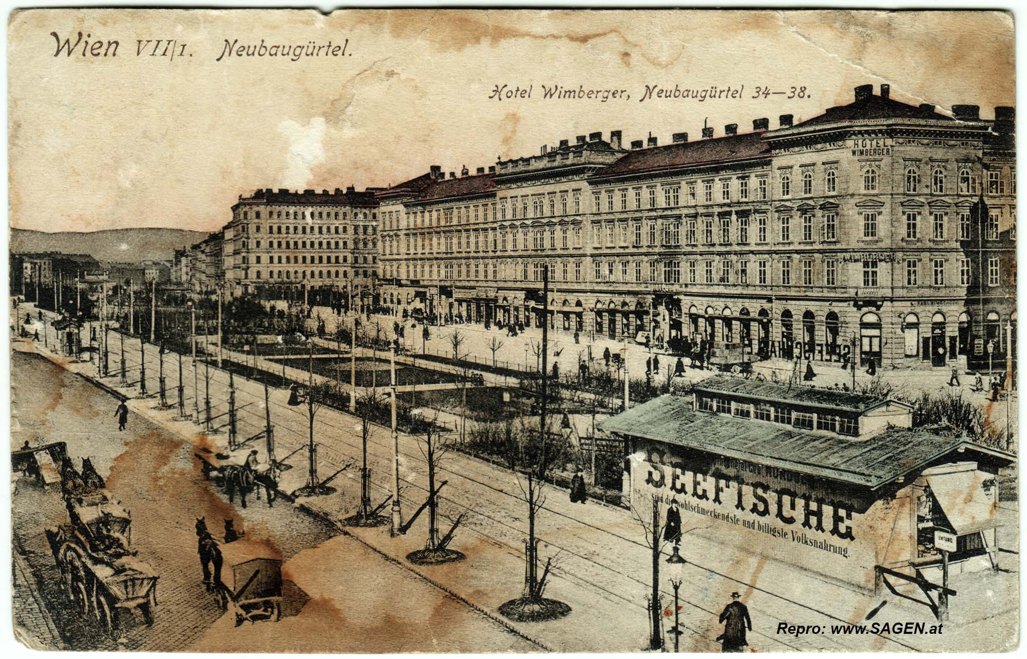 Wien VII, Neubaugürtel mit Hotel Wimberger
