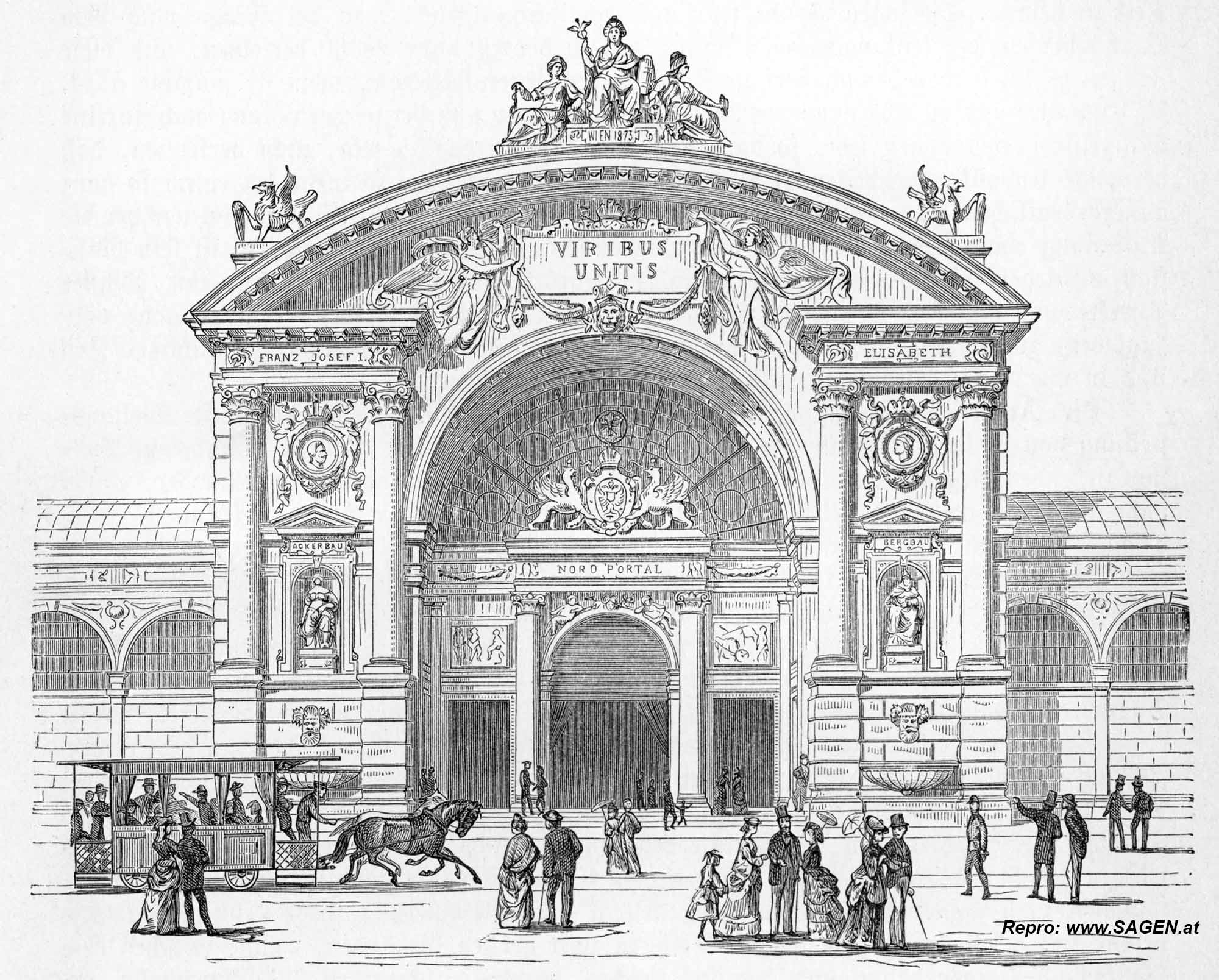 Wien, Weltausstellung 1873, Industriehalle Nordeingang
