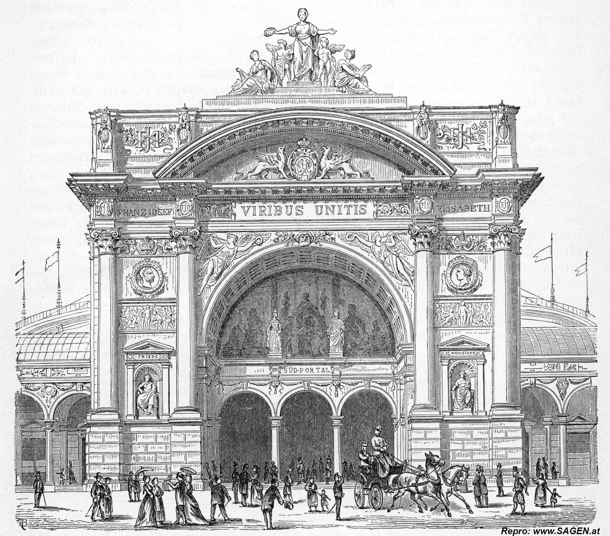 Wien, Weltausstellung 1873, Industriehalle Südeingang