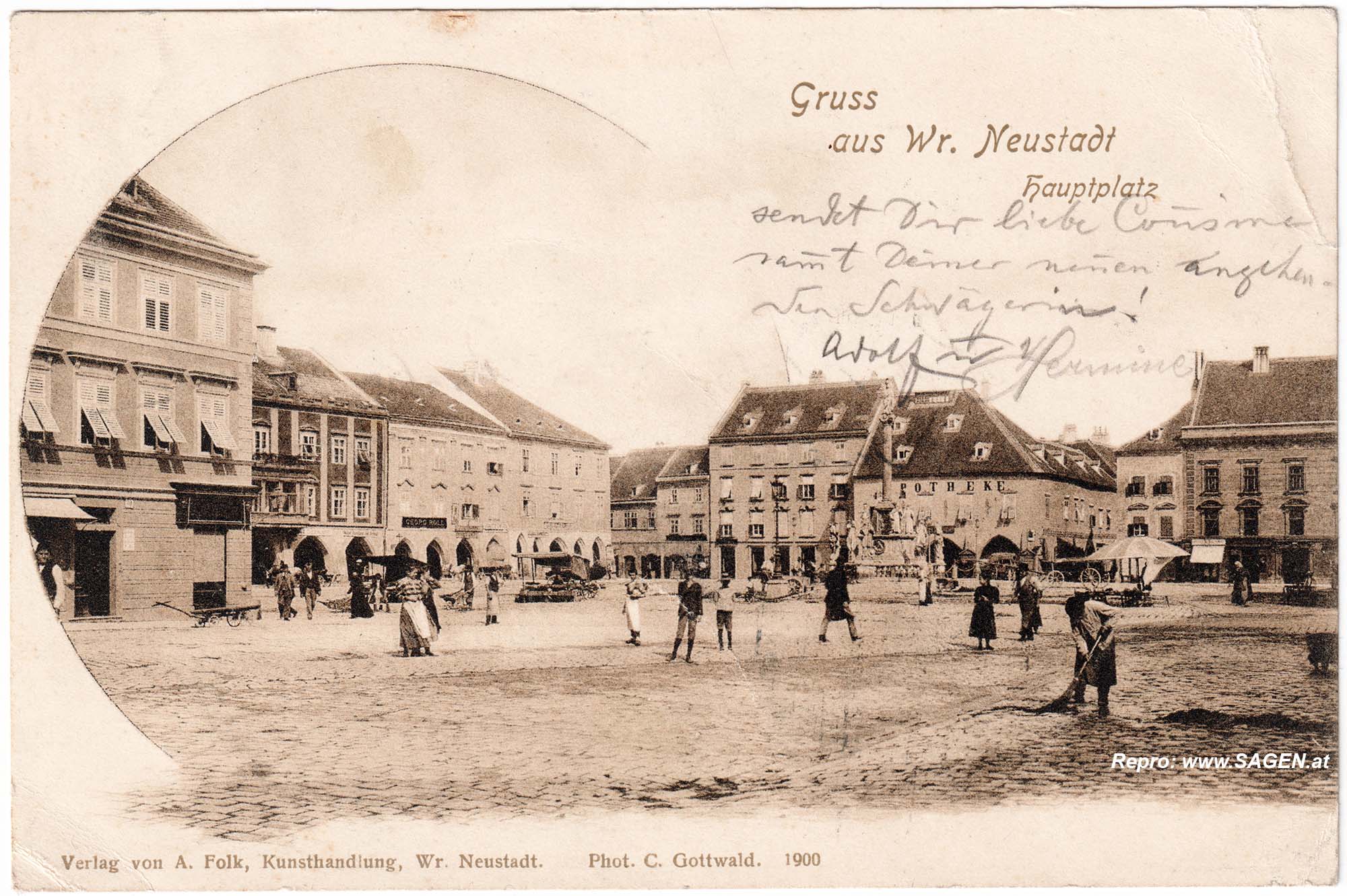 Wiener Neustadt Hauptplatz im Jahr 1899
