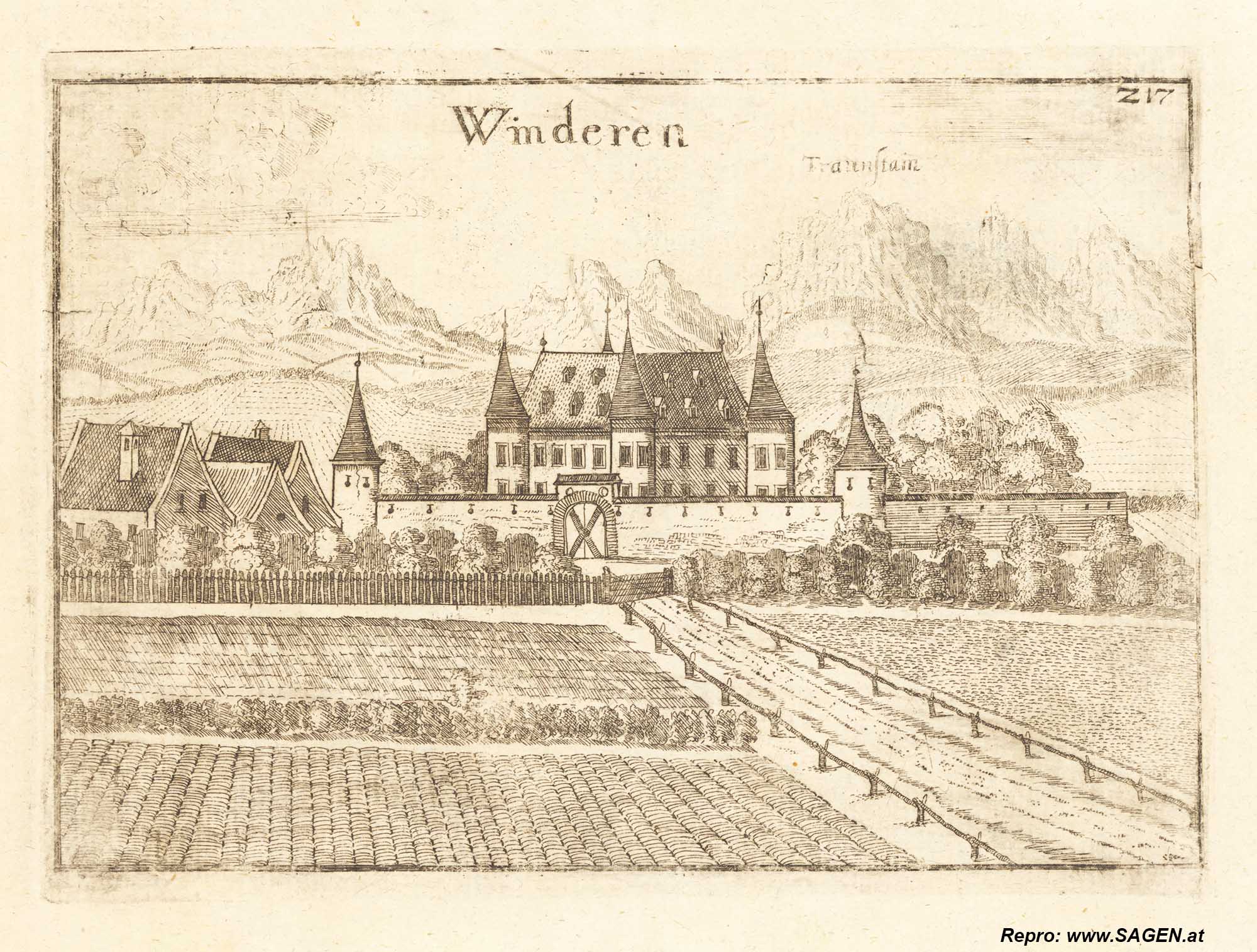 Winderen. (Schloss Windern) Kupferstich Vischer  1674
